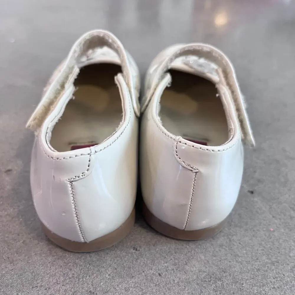 Rachel Shoes beige cream gold flowers mary jane dress shoes toddler girl size 10